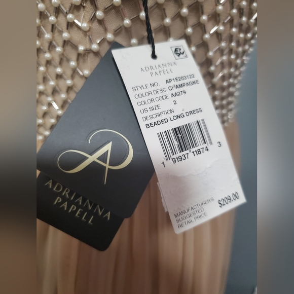 Adrianna Papell Creme Pearl Beaded Maxi Dress Sz 2 New with tags - Picture 10 of 11